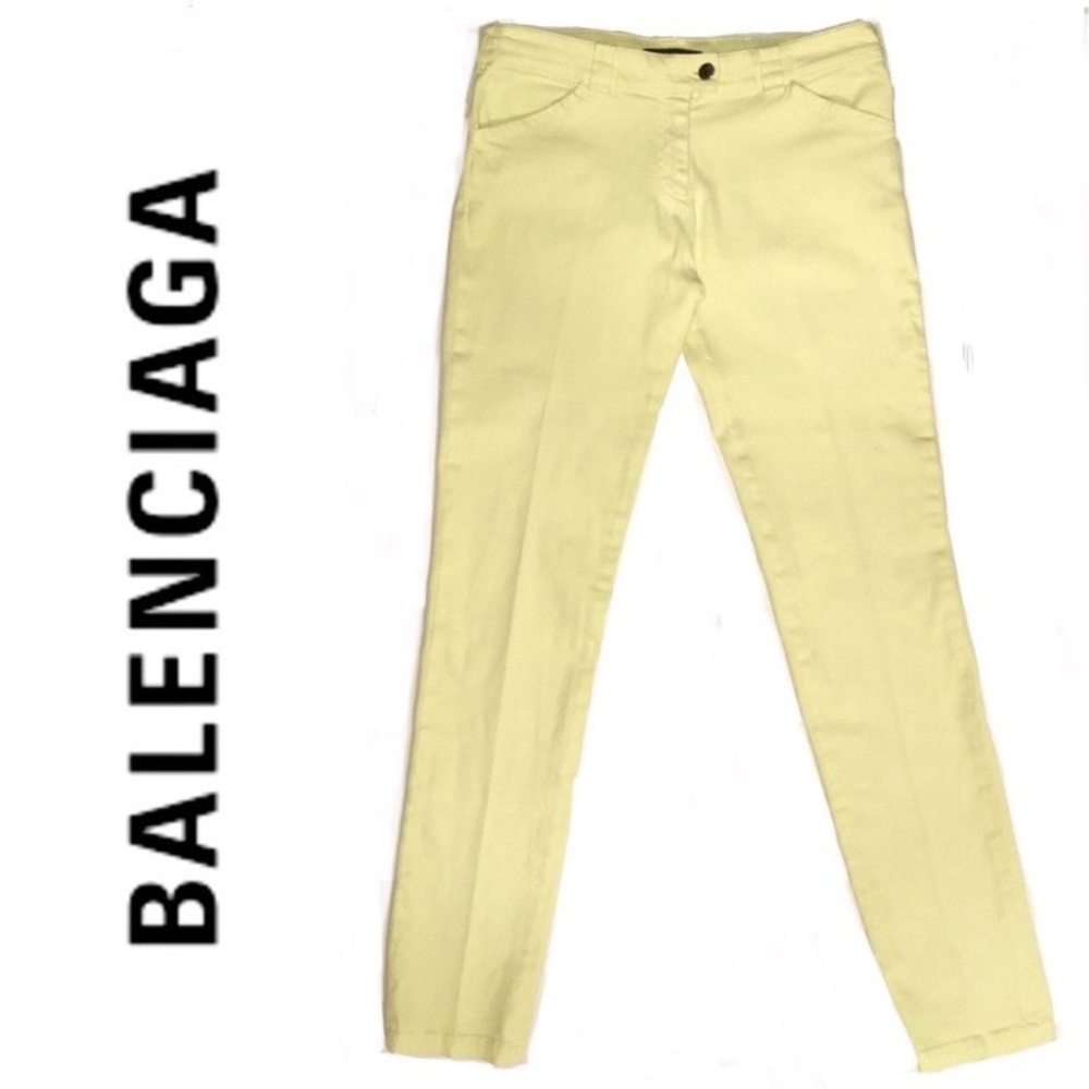 BALENCIAGA yellow stretch cotton slim pants